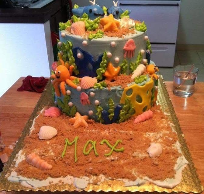 Two-tier under-the-sea birthday cake