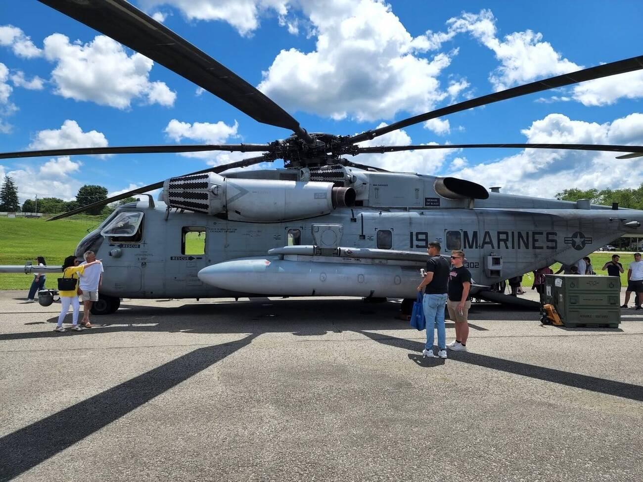 Marines helicopter on display at the community airshow
