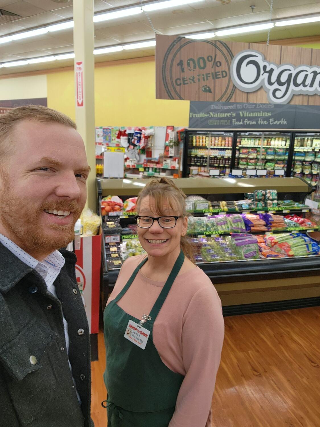 Produce aisle selfie with the team
